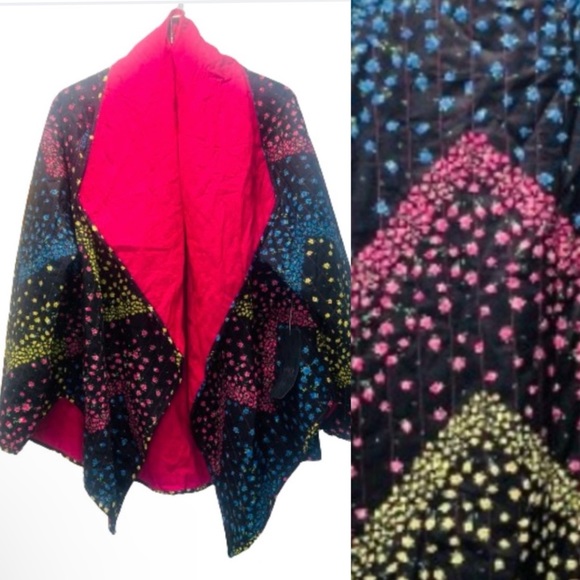 Phool Jackets & Blazers - PHOOL Cotton Quilted Jacket Cascade Collar Floral Plus Size NWT